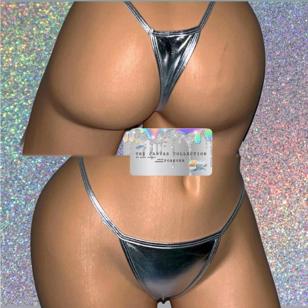 EXOTIC DANCE WEAR: SILVER METALLIC THONG